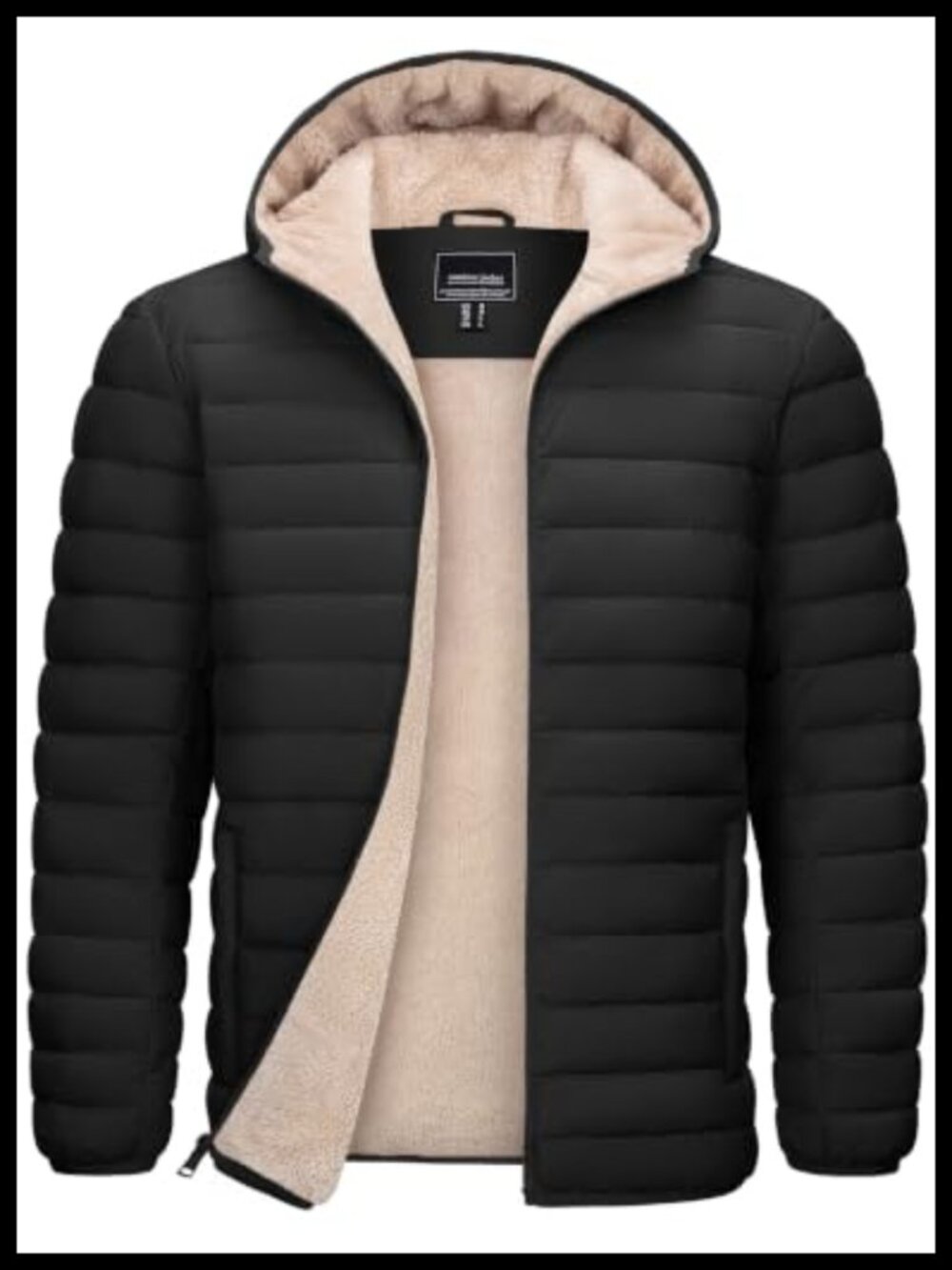 TACVASEN Mens Puffer Jacket Hooded Sherpa Lined Water Resistant Winter Coat
